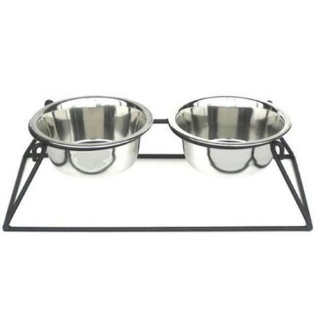 PETS STOP Pets Stop RDB2-L Pyramid Elevated Double Dog Feeder - Large RDB2-L
